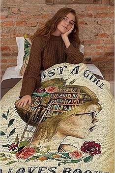 Amazon.com: Just A Girl who Loves Books Blanket Throw, Flannel